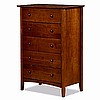 Shaker Mission Solid Wood Mahogany 5 Drawer Dresser Chest