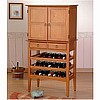 Mission Shaker Oak Wine Rack Bar Cabinet w/Hutch