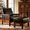 Leather Mission Oak Morris Ottoman