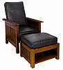 Mission Craftsman Morris Leather Recliner & Ottoman