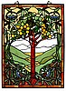 Large Tiffany Stained Glass Panel