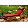Teak Finish Wood Outdoor Chaise Lounge
