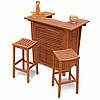 Mission Teak Wood 3pc Bar Set