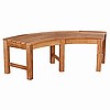 Teak Finish Backless Curved Garden Bench