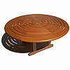 Teak Finish Garden Dining Table w/Lazy Susan