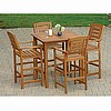Teak Finish 5pc Bar Height Dining Set