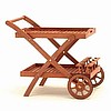 Teak Finish Wood Drink Trolley Cart