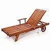 Deluxe Teak Finish Wood Chaise Lounge